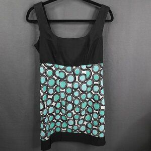 AB Studio Womens Dress 6 Teal Black Retro Preppy Twee Statement Timeless Y2K